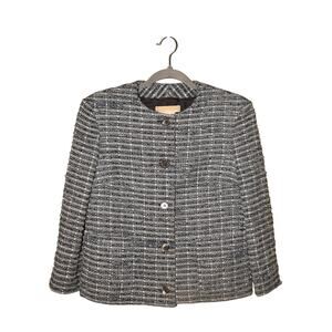 MICHAEL‎ KORS COLLECTION $2490 Blue Sequin Tweed Jacket Made in Italy Size 6